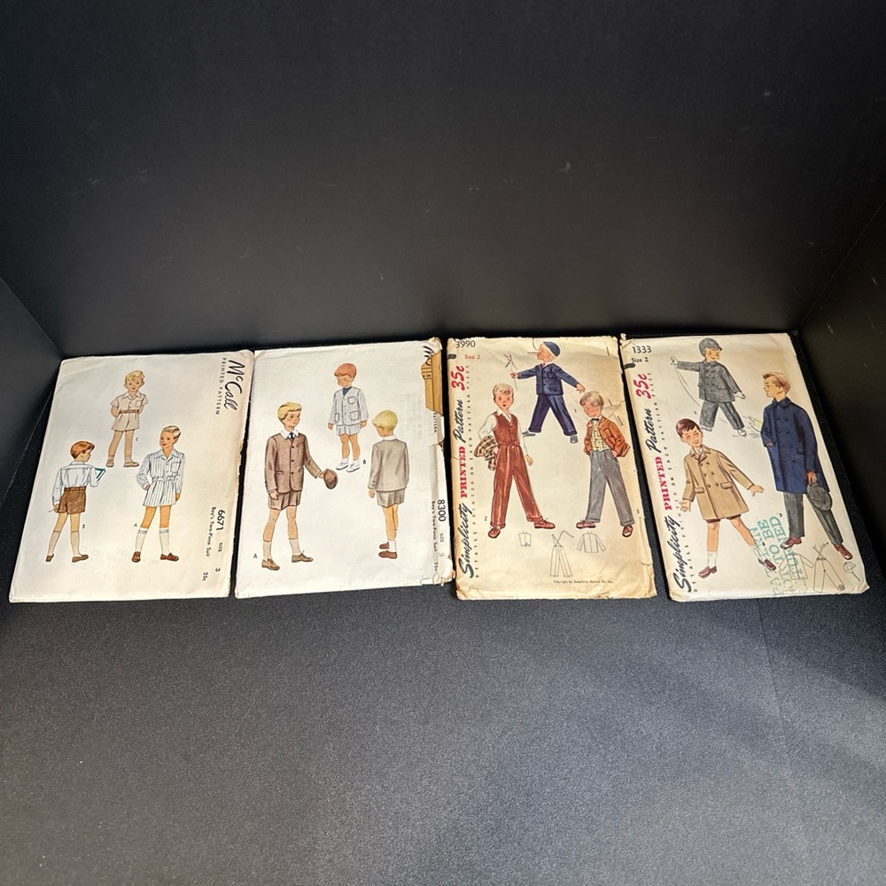 Lot of 4 Vintage Boys Suit & Playwear Sewing Patterns Sizes 2–3